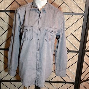 GENTLY USED DRESS SHIRT SIZE MEDIUM BLACK & WHITE